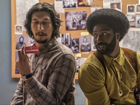 Adam Driver as Flip Zimmerman and John David Washington as Ron Stallworth in Spike Lee's "BlacKkKLansman." (David Lee/Focus Features)