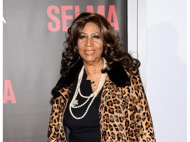 In this Dec. 14, 2014 file photo, singer Aretha Franklin attends the premiere of "Selma" in New York.