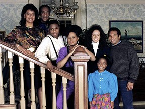Stars of "The Cosby Show (from left to right): Phylicia Rashad, Bill Cosby, Malcolm-Jamal Warner, Tempestt Bledsoe,  Sabrina Le Beauf, Keshia Knight Pulliam and  Geoffrey Owens. (NBC photo)