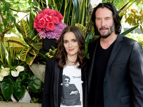 Winona Ryder and Keanu Reeves attend a photo call for Regatta's "Destination Wedding" at the Four Seasons Hotel Los Angeles at Beverly Hills on August 18, 2018 in Los Angeles, Calif.  (Kevin Winter/Getty Images)