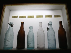 Old beer bottles from defunct Brooklyn breweries at Brooklyn Brewery on October 23, 2012 in the Brooklyn borough of New York City. (Mario Tama/Getty Images)