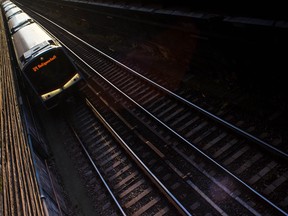 A subway train on line U4 is seen in Vienna on September 15, 2014.