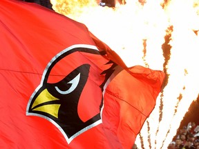 The Arizona Cardinals logo is seen on a flag before the Cardinals take on the Green Bay Packers in the NFC Divisional Playoff Game at University of Phoenix Stadium on January 16, 2016 in Glendale, Arizona.