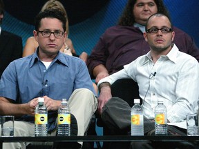 Creators and Executive Producers of 'Lost', J.J. Abrams, left, and Damon Lindelof speak with the press at the ABC Summer TCA Press Tour - Day 2 at the Century Plaza Hotel on June 13, 2004 in Los Angeles, Calif. (Frederick M. Brown/Getty Images)