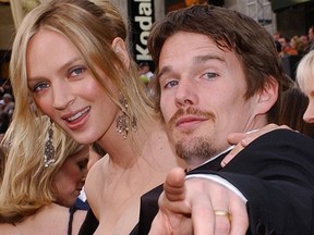 Ethan Hawke and  Uma Thurman arrive at the 74th Annual Academy Awards at the Kodak Theatre in Hollywood, Calif, March 24, 2002. (LUCY NICHOLSON/AFP/Getty Images)