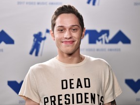 Pete Davidson poses in the press room during the 2017 MTV Video Music Awards at The Forum on August 27, 2017 in Inglewood, California.