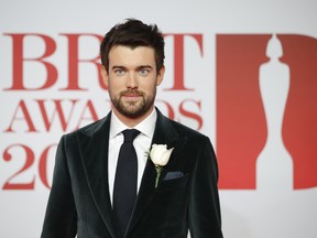 British comedian Jack Whitehall poses on the red carpet on arrival for the BRIT Awards 2018 in London on February 21, 2018.  (TOLGA AKMEN/AFP/Getty Images)