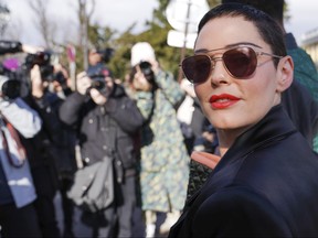 Rose McGowan attends the Vivienne Westwood show as part of the Paris Fashion Week Womenswear Fall/Winter 2018/2019 on March 3, 2018 in Paris, France. (Getty Images)
