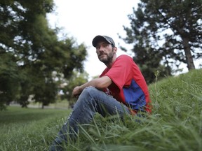 This photo taken Aug. 15, 2018, shows Johnny Bobbitt Jr., the homeless veteran who gave $20 for gas for Kate McClure, back on the streets with his brother.