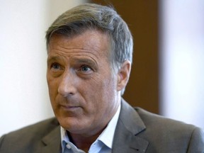 Conservative MP Maxime Bernier participates in an interview with