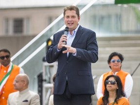 Leader of the Conservative Party of Canada Andrew Scheer addresses the crowd at the start of India Day Festival and Grand Parade in Toronto, Ont. on Sunday August 19, 2018. Ernest Doroszuk/Toronto Sun/Postmedia