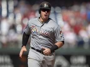 The Marlins traded Justin Bour to the Phillies on Friday, Aug. 10, 2018.