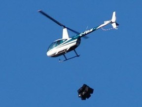 RCMP surveillance of a Robinson helicopter en route to Washington state in August 2005 from the U.S./Canada joint Operation Frozen Timber probe into cross-border drug-trafficking.