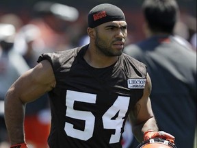 In this July 26, 2018, file photo, linebacker Mychal Kendricks is shown during Browns training camp in Berea, Ohio.
