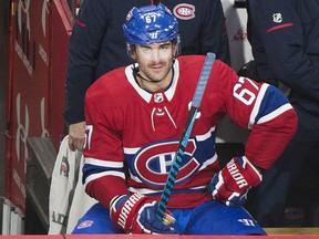 Montreal Canadiens captain Max Pacioretty looks on from the bench during third period NHL hockey action against the San Jose Sharks in Montreal, Tuesday, January 2, 2018. THE CANADIAN PRESS/Graham Hughes