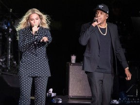Beyonce and Jay-Z perform during a Democratic presidential candidate Hillary Clinton campaign rally in Cleveland on Nov. 4, 2016.