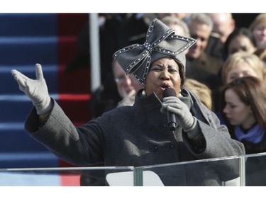 In this Jan. 20, 2009 file photo, Aretha Franklin performs at the inauguration for President Barack Obama at the U.S. Capitol in Washington.