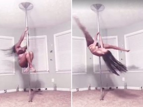 Screengrabs from one of Kandice Mason's pole-dancing videos where she goes by Arisa Layce Mason.