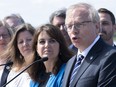 PQ Leader Jean-François Lisee launches his campaign with deputy-leader Veronique Hivon and other local candidates in St-Hilaire on Thursday, Aug. 23, 2018.