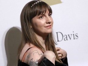In this Feb. 11, 2017 file photo, Lena Dunham attends the Clive Davis and The Recording Academy Pre-Grammy Gala in Beverly Hills, Calif.