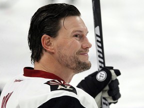Arizona Coyotes forward Shane Doan (19) looks on prior to a game against the Buffalo Sabres, Thursday, March. 2, 2017, in Buffalo, N.Y. (THE CANADIAN PRESS/AP-Jeffrey T. Barnes)