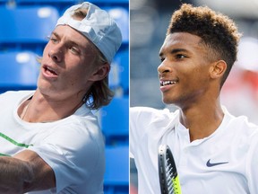 When Felix Auger-Aliassime, right, and Denis Shapovalov face off against each other at the U.S. Open next week, they'll have to set aside their friendship as they put the future of Canadian tennis on full display. (Mark Blinch and Paul Chiasson/THE CANADIAN PRESS photos)