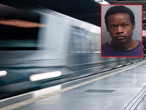 File photo of a subway train and mugshot of Christopher Patrick Brooklin. (Getty Images and Fulton County Sheriff's Office)