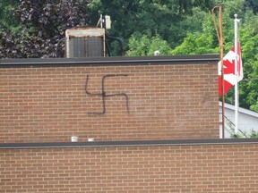 London police have been notified after a swastika was painted on the wall of St. Georges public school.