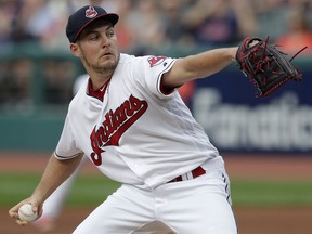 Cleveland Indians starting pitcher Trevor Bauer delivers against the Minnesota Twins, Monday, Aug. 6, 2018, in Cleveland. (AP Photo/Tony Dejak)