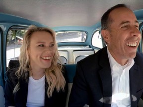 Jerry Seinfield and Kate McKinnon are shown in an episode of Netflix's Comedians In Cars Getting Coffee in this undated handout photo.