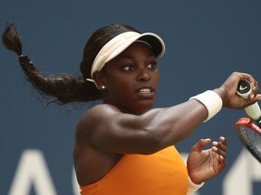 Sloane Stephens returns to Anhelina Kalinina, of the Ukraine, during the second round of the U.S. Open tennis tournament, Wednesday, Aug. 29, 2018, in New York.