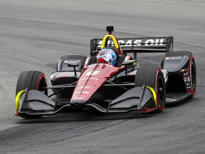 Robert Wickens competes in the IndyCar Series race, Sunday, July 29, 2018, at Mid-Ohio Sports Car Course in Lexington, Ohio. (AP Photo/Tom E. Puskar)