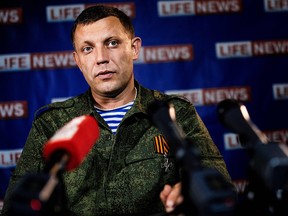 In this file photo taken on August 15, 2014 the prime minister of Ukraine's self-proclaimed Donetsk People's Republic Alexander Zakharchenko speaks during a news conference in Donetsk. (Getty Images)