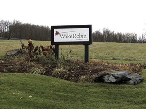 In this Nov. 29, 2017, file photo a sign marks the entrance to the Wake Robin retirement community in Shelburne, Vt.