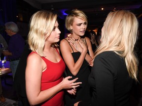 Ashley Benson, Cara Delevingne and Elisabeth Moss attend RBC hosted "Her Smell" cocktail party at RBC House Toronto Film Festival on Sept. 9, 2018 in Toronto.  (Sonia Recchia/Getty Images for RBC)