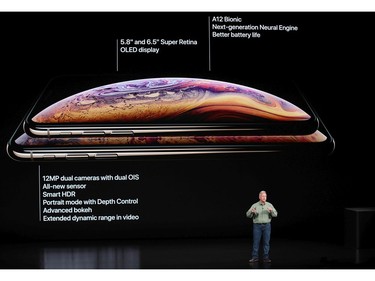 Phil Schiller, senior vice-president of worldwide marketing at Apple Inc., speaks at an Apple event at the Steve Jobs Theater at Apple Park on Sept. 12, 2018 in Cupertino, Calif.