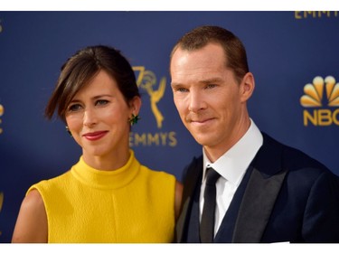 LOS ANGELES, CA - SEPTEMBER 17: Sophie Hunter (L) and Benedict Cumberbatch attend the 70th Emmy Awards at Microsoft Theater on September 17, 2018 in Los Angeles, California.