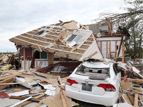 Brian and Nicole Lowden's home that they rent was demolished by a tornado that ripped through Dunrobin Photo by Jean Levac/Postmedia 130048