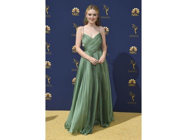 Dakota Fanning arrives at the 70th Primetime Emmy Awards on Monday, Sept. 17, 2018, at the Microsoft Theater in Los Angeles.