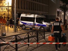 French police is on the scene where a man attacked and injured people in the streets of Paris in the 19th arrondissement on Sept. 9, 2018. (ZAKARIA ABDELKAFI/AFP/Getty Images)