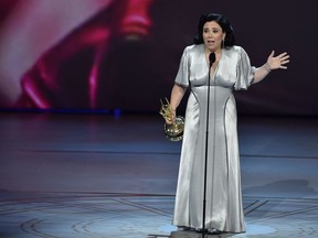 Supporting actress in a comedy series winner Alex Borstein speaks onstage during the 70th Emmy Awards at the Microsoft Theatre in Los Angeles, California on September 17, 2018.