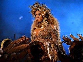 Beyonce performs onstage during The 59th Grammy Awards at Staples Center on Feb. 12, 2017 in Los Angeles, Calif.