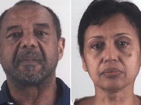This combination of photos provided by the Tarrant County Sheriff's Department in Texas shows Mohamed Toure, left, and Denise Cros-Toure, a Fort Worth couple accused of enslaving a Guinean woman for 16 years. (Tarrant County Sheriff's Department via AP)