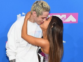 Pete Davidson and Ariana Grande attend the 2018 MTV Video Music Awards at Radio City Music Hall on Aug. 20, 2018 in New York City.