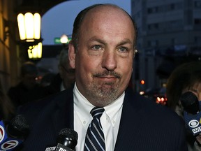 In this Dec. 8, 2017, file photo, former Massachusetts State Sen. Brian Joyce leaves the U.S. federal courthouse in Worcester, Mass. (AP Photo/Charles Krupa, File)