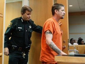 Michael Drejka arrives for his bond hearing at the Pinellas County criminal courts complex in Clearwater, Fla., Thursday, Aug. 23, 2018. (Jim Damaske/Tampa Bay Times via AP)