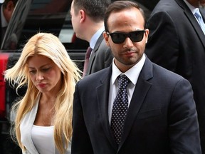 Former foreign policy adviser to U.S. President Donald Trump's election campaign, George Papadopoulos and his wife Simona Mangiante Papadopoulos arrive at U.S. District Court for his sentencing in Washington, D.C. on Friday, Sept. 7, 2018.