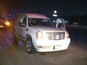 The Tlaquepaque police department says on its Facebook page that a hearse with the body of an 80-year-old man was stolen on Friday. (Tlaquepaque Police photo)