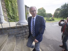 New Brunswick Progressive Conservative Leader Blaine Higgs arrives at Government House prior to his meeting with Lieutenant Governor of New Brunswick Jocelyne Roy-Vienneau in Fredericton on Thursday, Sept. 27, 2018.
