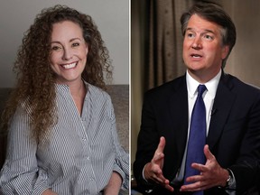 The U.S. Senate Judiciary Committee is reviewing allegations by Julie Swetnick (L), accusing Supreme Court nominee Brett Kavanaugh (R) of sexual misconduct, a panel spokesman said. (Michael Avenatti via AP/AP Photo/Jacquelyn Martin)